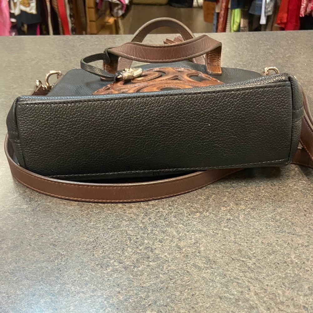 Brighton Black Leather Crossbody with Brown Decorative Medallion - Picture 6 of 6